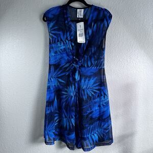 NWT MIRACLESUIT SWIMSUIT COVER UP KIMONO Dress Size SM Blue Purple Tropical